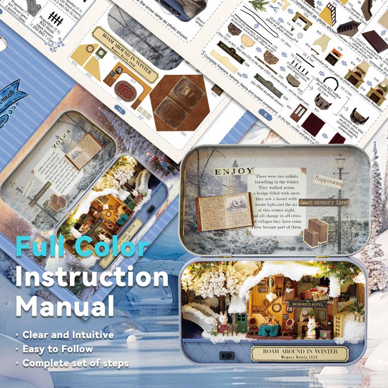 Flever Dollhouse Miniature DIY House Kit Creative Room with Furniture and Cover for Romantic Valentine's Gift(Roam Around in Winter) - Image 4